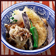 舞茸と茄子の揚げ出し豆腐の画像